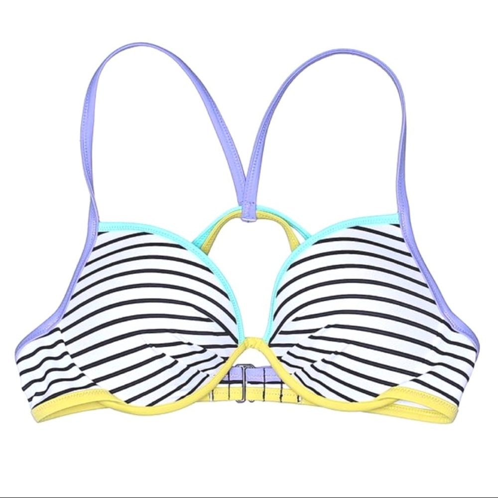 VS Pink Fabulous Stripes Push-Up Bikini Top 36B - Picture 3 of 8